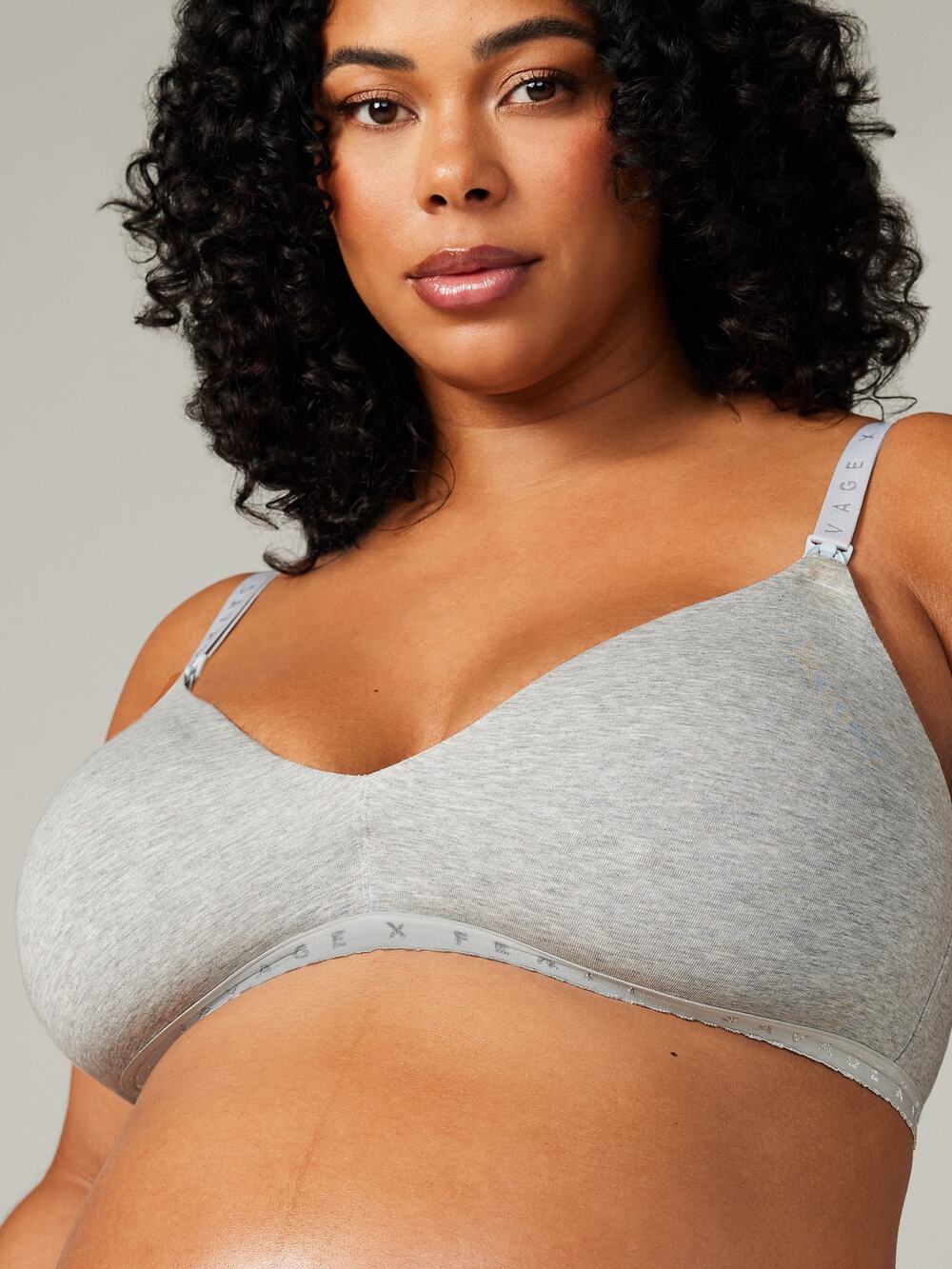 Savage X Fenty Gray Cotton Blend Nursing Bralette Sz 14-16